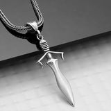 Sterling Silver Sword Pendant Necklace - Warrior Dagger Style