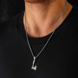 Necklace - Silver-Tone Viking Axe Pendant with Raven Design