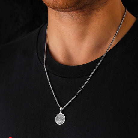 Sterling Silver Seal of Solomon Amulet Pendant Necklace - Spiritual Design