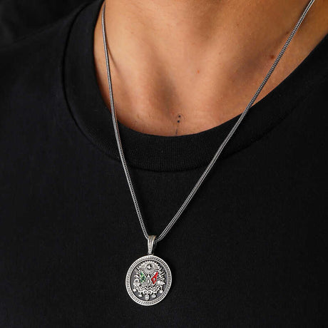 Sterling Silver Ottoman Coat of Arms Emblem Necklace