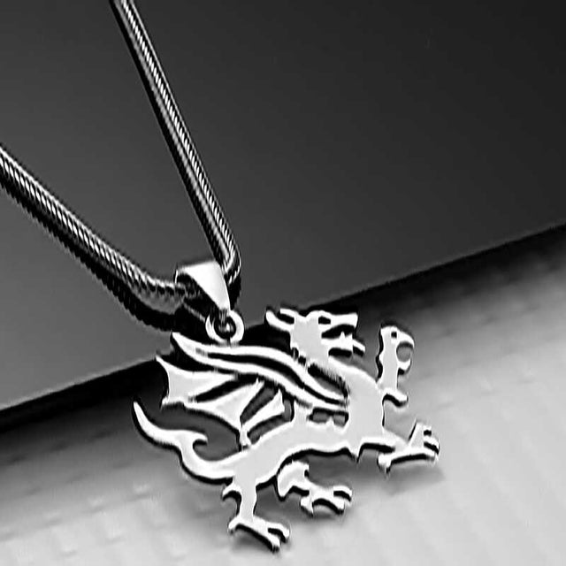 Men's Necklace - Sterling Silver Dragon Statement Pendant