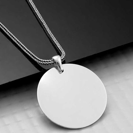 Sterling Silver Round Disc Pendant Necklace - Minimalist & Polished