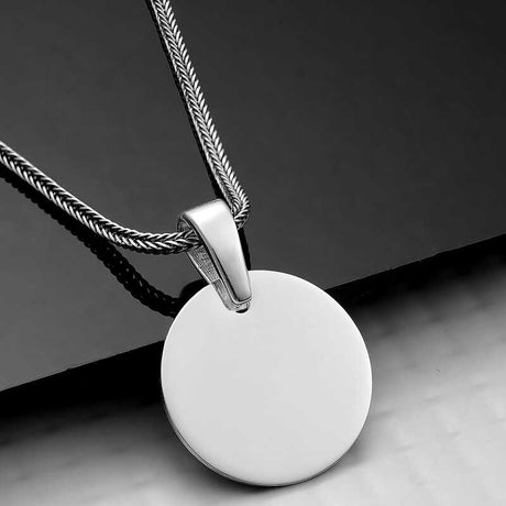 Silver-Tone Minimalist Round Disc Pendant Necklace