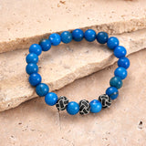 Natural Stone Bracelet - Lapis Lazuli Beaded with Knot Accents