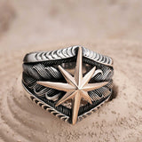 Men's Vintage Sterling Silver Compass Star Ring