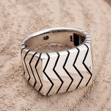 Premium Sterling Silver Zigzag Men's Ring
