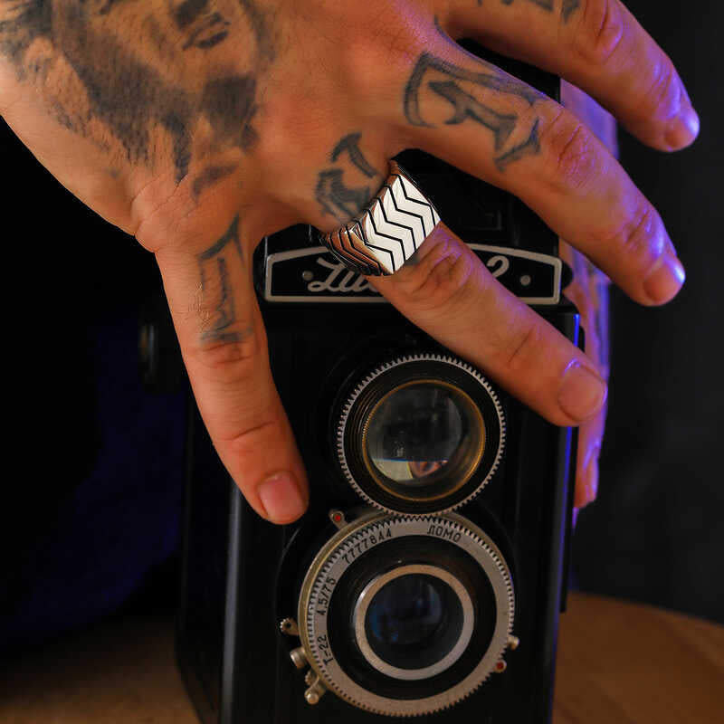 Premium Sterling Silver Zigzag Men's Ring