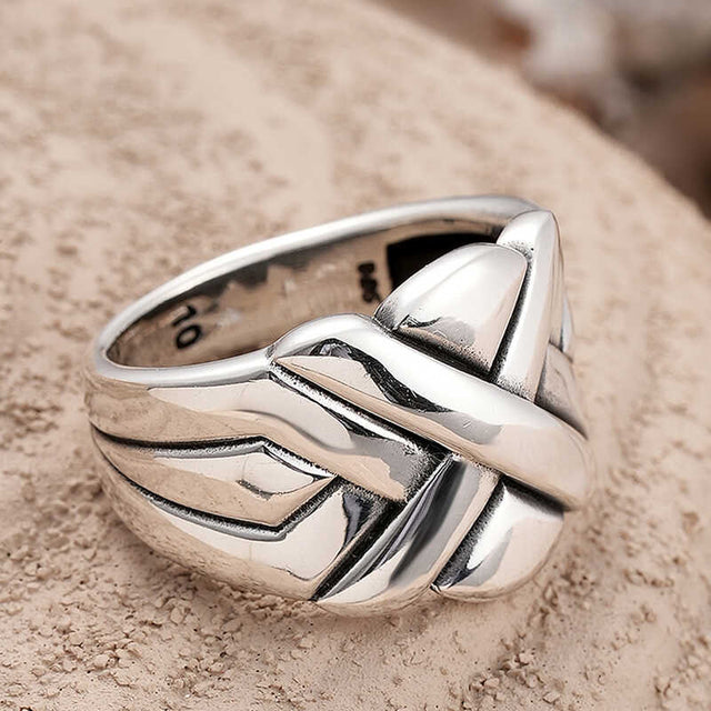 Men's Sterling Silver Braided Design Ring