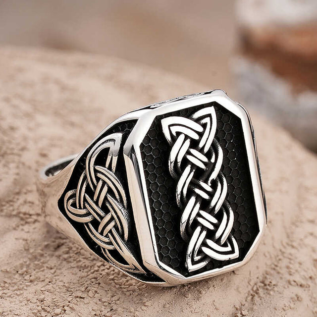 Silver Celtic Knot Men's Statement Ring