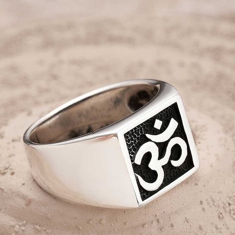 Premium Sterling Silver Om Symbol Men's Ring