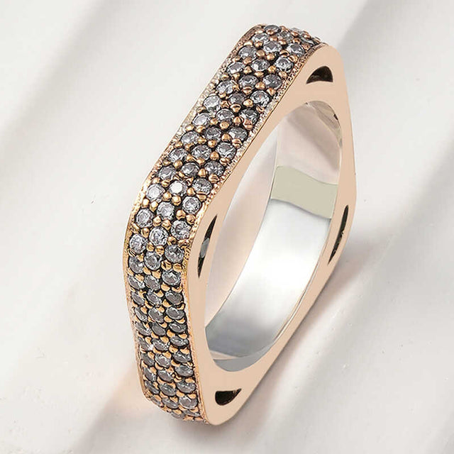 Ring - Rose Gold Tone Cubic Zirconia Square Eternity Band