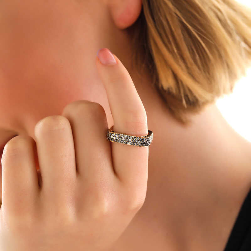 Ring - Rose Gold Tone Cubic Zirconia Square Eternity Band