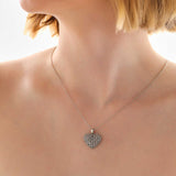 Necklace - Sterling Silver Domed Heart Pendant with Sparkling Cubic Zirconia