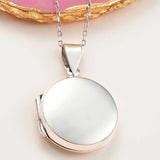 Sterling Silver Round Locket Necklace - Classic Polished Keepsake