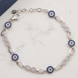 Sterling Silver Evil Eye Infinity Bracelet - Sparkling Stones