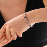 Sterling Silver Evil Eye Infinity Bracelet - Sparkling Stones