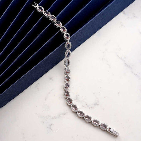 Sterling Silver Zultanite Oval Halo Tennis Bracelet for Women