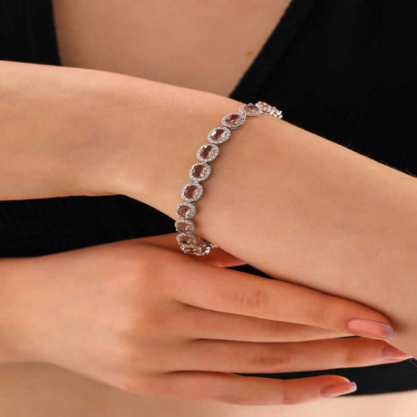 Sterling Silver Zultanite Oval Halo Tennis Bracelet for Women