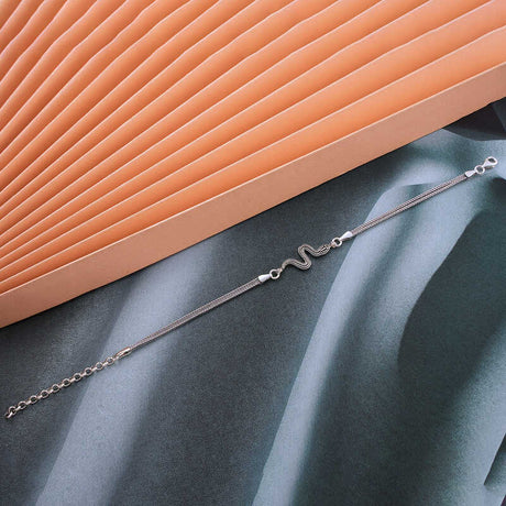 Sterling Silver Snake Bracelet - Unique Wavy Chain Design