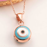 Rose Gold-Tone Evil Eye Necklace - Protective Charm Design