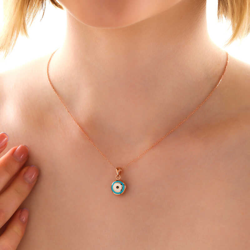 Rose Gold-Tone Evil Eye Necklace - Protective Charm Design