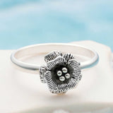 Ring - Sterling Silver Oxidized Rose Flower
