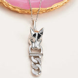 Sterling Silver Tiger Head & Chain Link Necklace with Pave Accents