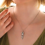 Sterling Silver Tiger Head & Chain Link Necklace with Pave Accents