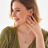Sterling Silver Ruby Heart Halo Jewelry Set - Elegant Dainty