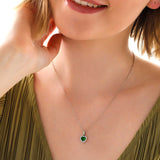 Sterling Silver Green Heart Halo Pendant Necklace - Dainty & Elegant