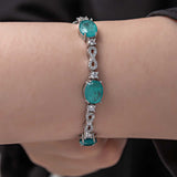 Bracelet - Sterling Silver Paraiba-Inspired Teal Stone Infinity