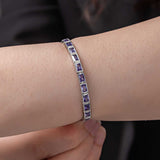 Sterling Silver Lilac Stone Tennis Bracelet - Elegant Rectangular Cut
