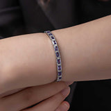 Sterling Silver Lilac Stone Tennis Bracelet - Elegant Rectangular Cut