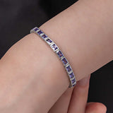 Sterling Silver Lilac Stone Tennis Bracelet - Elegant Rectangular Cut