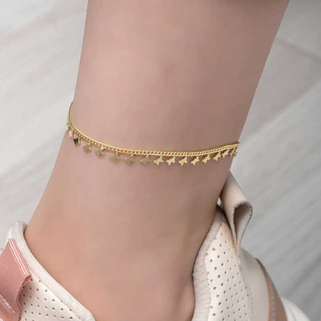 Anklet - Gold-Tone Dainty Butterfly Charm