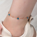 Anklet - Rose Gold-Tone Evil Eye Charm Protection Anklet