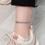 Anklet - Silver-Tone Dainty Lightning Bolt Charm Adjustable Anklet