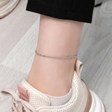 Anklet - Sterling Silver Alternating Bar & Twisted Link Chain