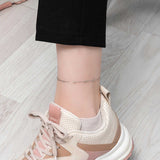Anklet - Sterling Silver Dainty Beaded Chain