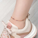Anklet - Rose Gold Plated Silver Double Chain Lilac Stone
