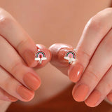 Dětské náušnice z ryzího stříbra s duhovým smaltem ve tvaru obláčku Huggie