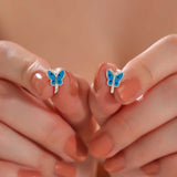 Náušnice pro děti z pravého stříbra s motýlkem modrého smaltu