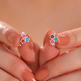 Sterling Silver Kids' Hoop Earrings - Colorful Enamel Stars