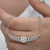 Sterling Silver Bracelet - Sparkling Baguette & Round Stone Cluster