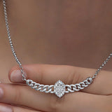 Collier - Chaîne en argent sterling avec pierres baguette et pavé