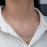 Bracelet en argent sterling - Chaîne gourmette élégante avec zircones cubiques baguette et rondes