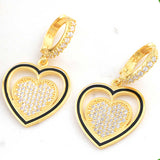 Gold-Tone Dangle Earrings - Sparkling CZ Pave Nested Heart