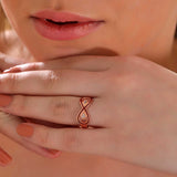 Sterling Silver Rose Gold Plated Infinity Ring - Zirconia & Enamel