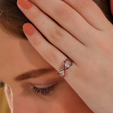 Sterling Silver Zircon Infinity Ring with Red Enamel