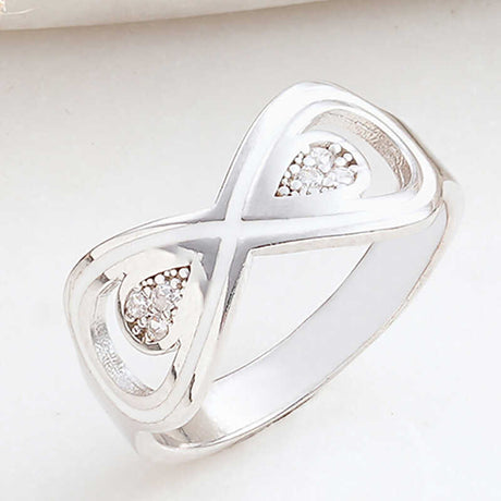 Sterling Silver Infinity Ring - Dainty Cubic Zirconia Accents